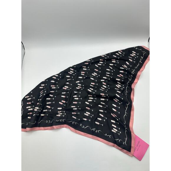 Kate Spade Clink Clink Silk Scarf NWT 20.5” Square - Picture 2 of 3